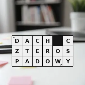 Hasło krzyżówkowe dach o dwóch przeciwległych połaciach podłużnych w kształcie trapezu i dwóch przeciwległych połaciach bocznych w kształcie trójkąta - dach czterospadowy – rozwiązanie, synonimy, podpowiedzi i definicje krzyżówkowe